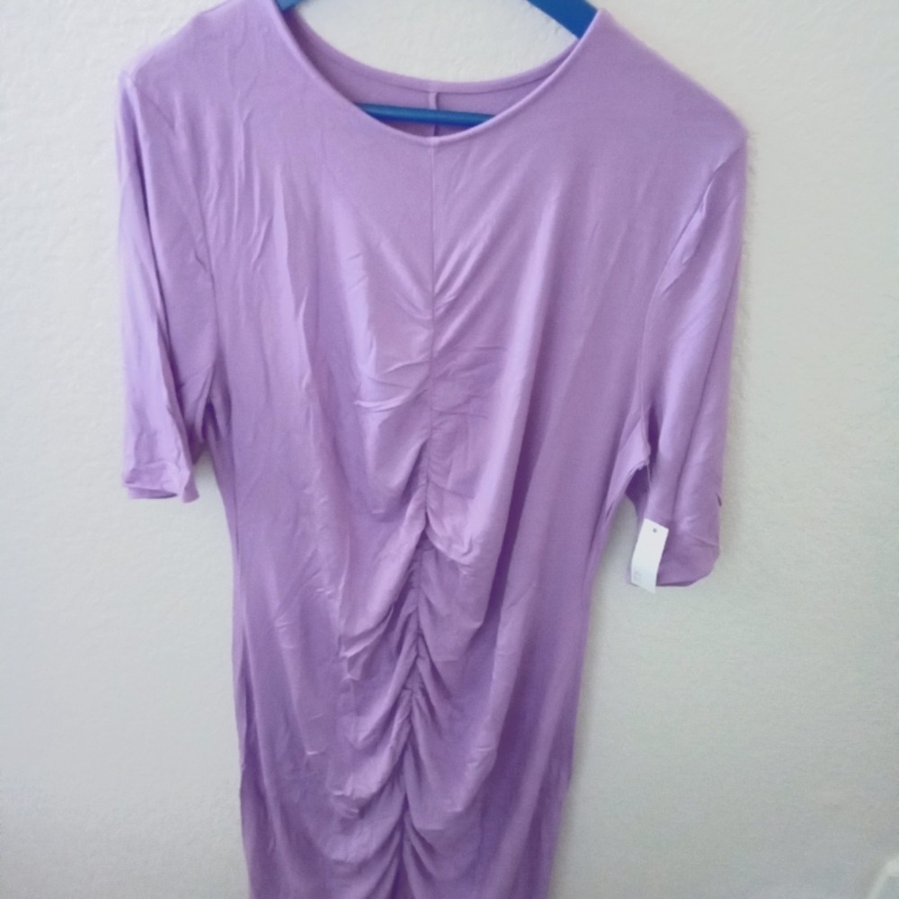 Daily Ritual Women's Lilac Front Ruched Jersey Dress, Size XL